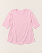 Luna Relaxed Half-Sleeve T-shirt Top - Pink flat lay