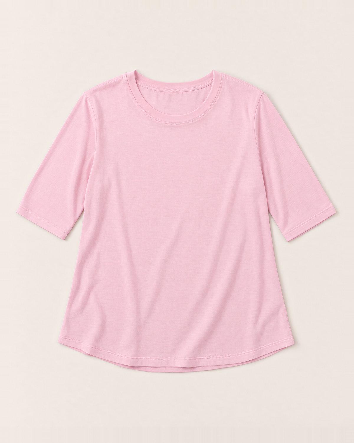 Luna Relaxed Half-Sleeve T-shirt Top - Pink flat lay
