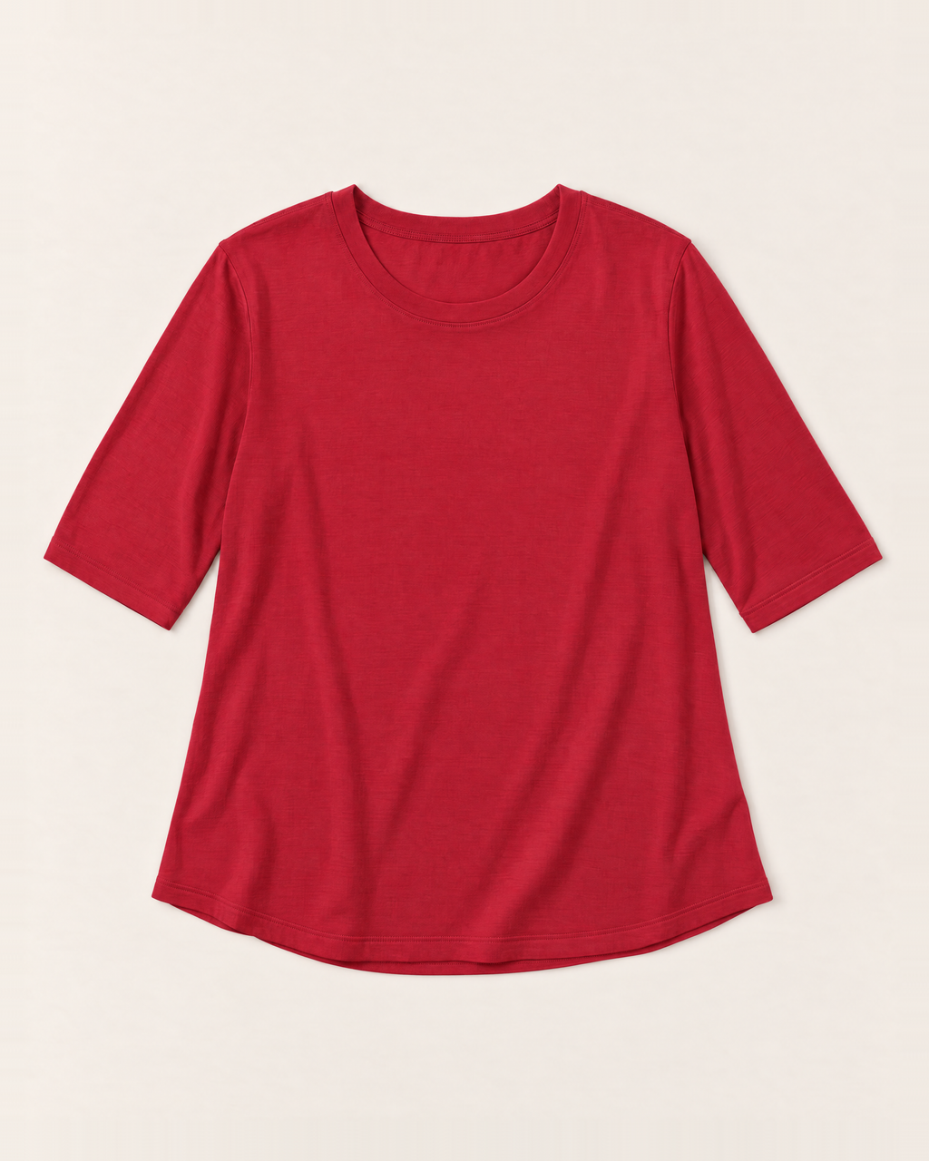 Luna Relaxed Half-Sleeve T-shirt Top - Red flat lay