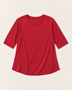 Luna Relaxed Half-Sleeve T-shirt Top - Red flat lay