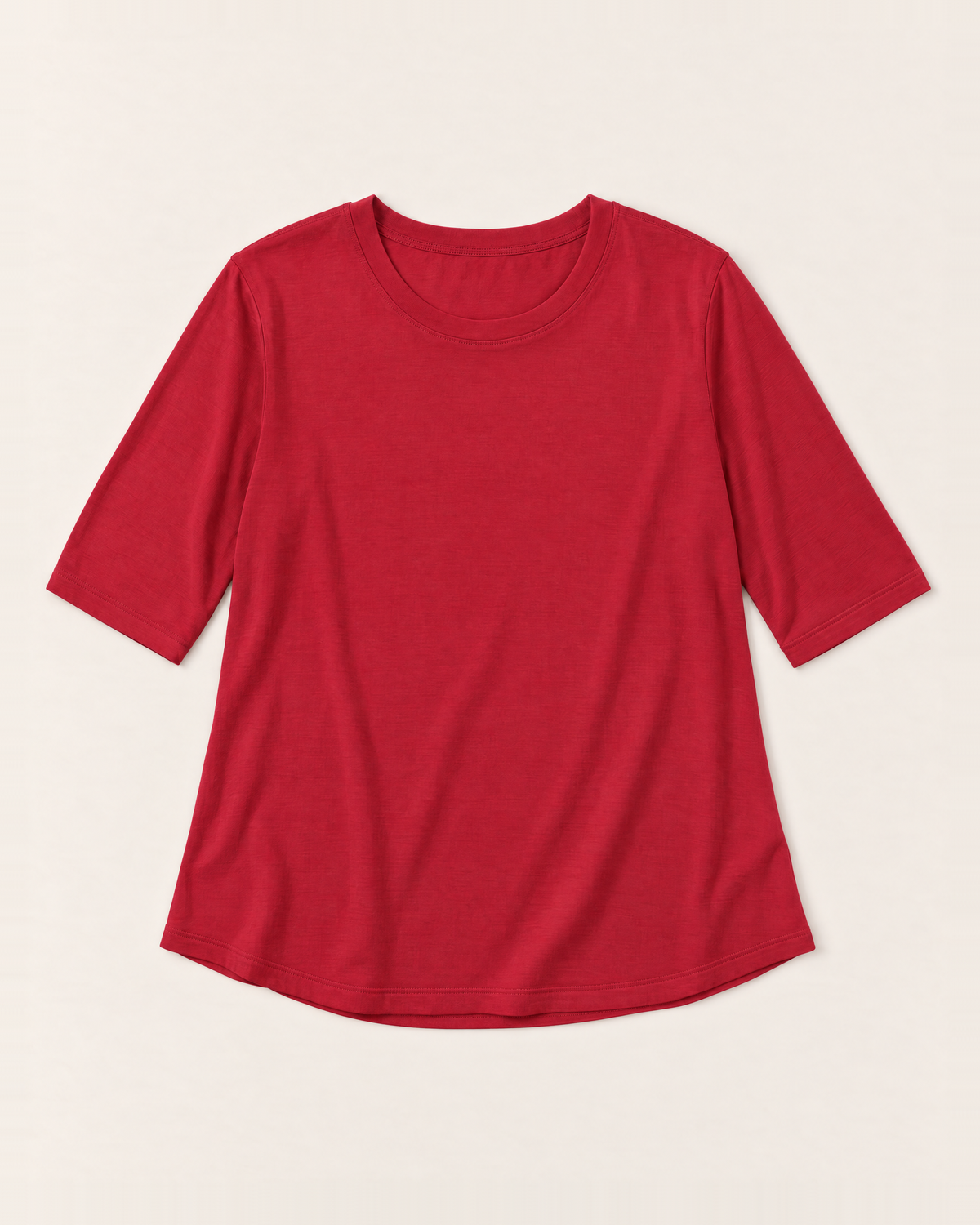 Luna Relaxed Half-Sleeve T-shirt Top - Red flat lay