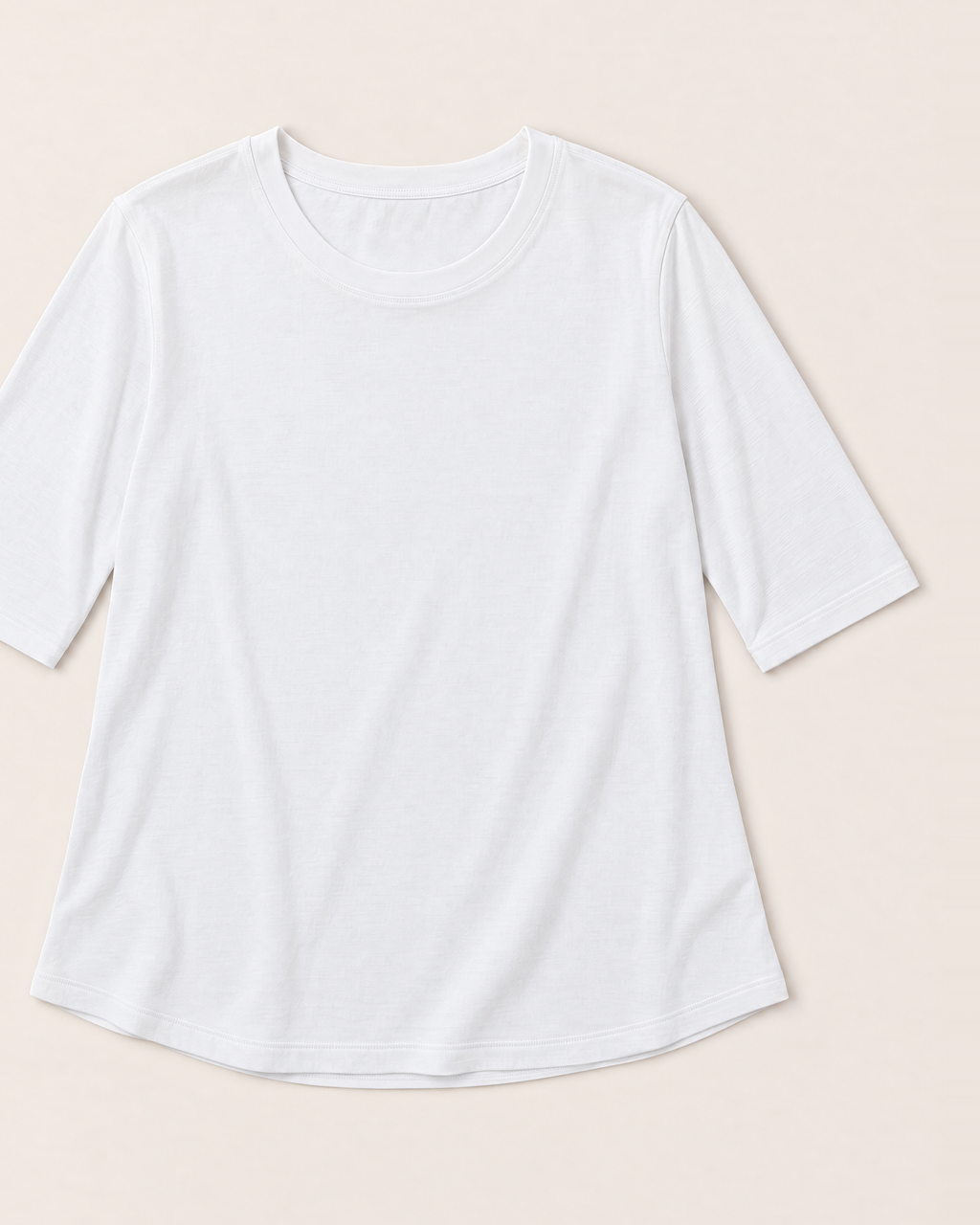 Luna Relaxed Half-Sleeve T-shirt Top - White flat lay