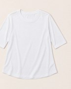Luna Relaxed Half-Sleeve T-shirt Top - White flat lay