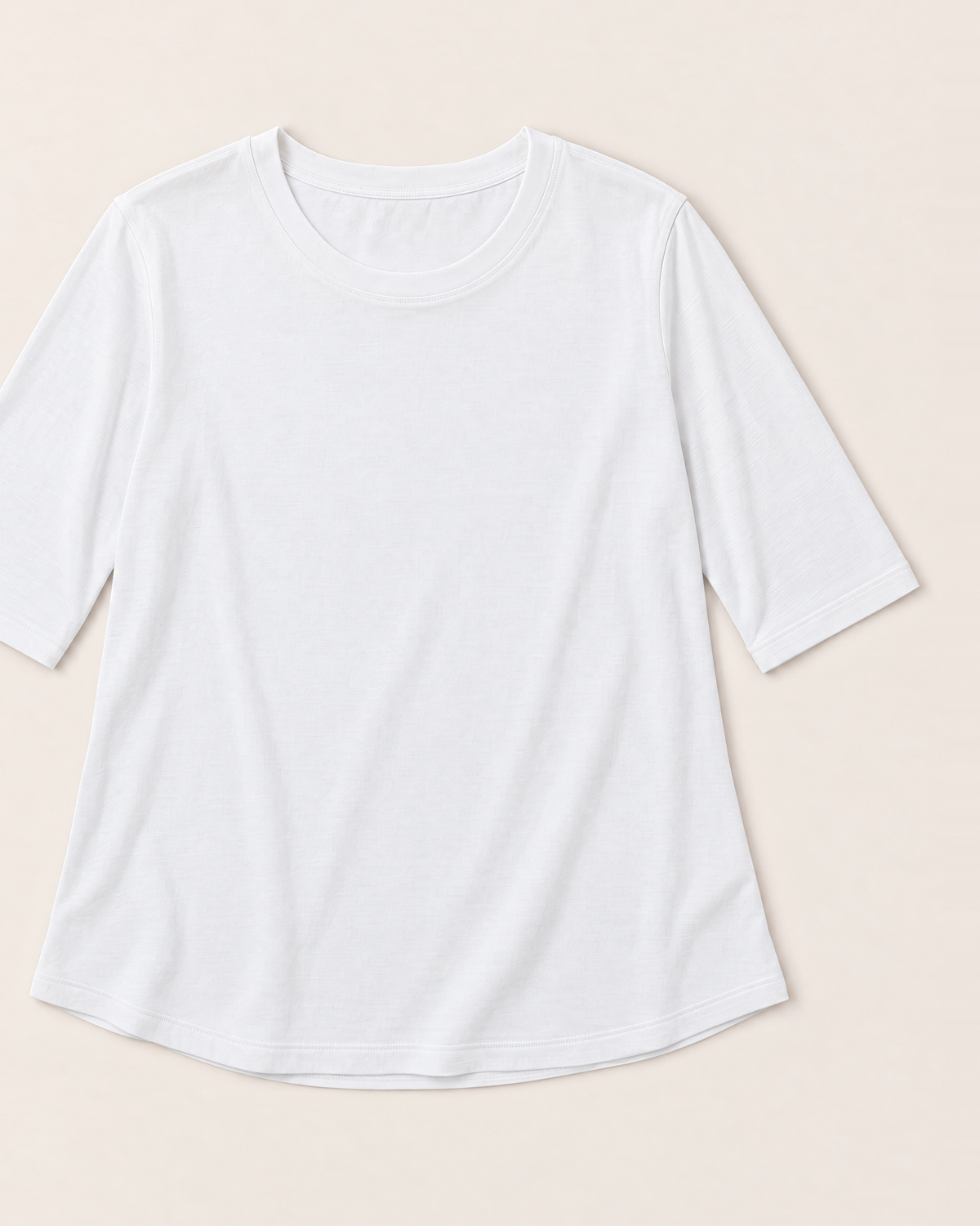 Luna Relaxed Half-Sleeve T-shirt Top - White flat lay