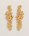 Lysandra Chic Floral Drop Earrings - Gold flat lay