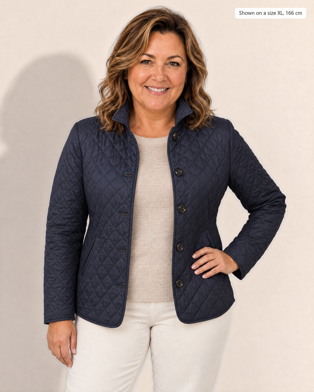 Maeve Lightweight Quilted Jacket - Adeline studio, shown on a size XL, 166 cm