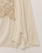 Maya Elegant Chiffon Two-Piece Dress - detail of the fabric and side edge, Beige