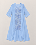 Maya Elegant Chiffon Two-Piece Dress - Blue flat lay