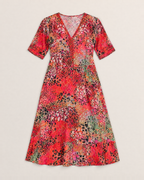 Mila Elegant Midi Dress - Red flat lay