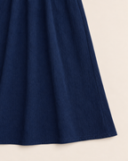 Monica Relaxed Midi Dress - detail of the fabric and side edge, Navy