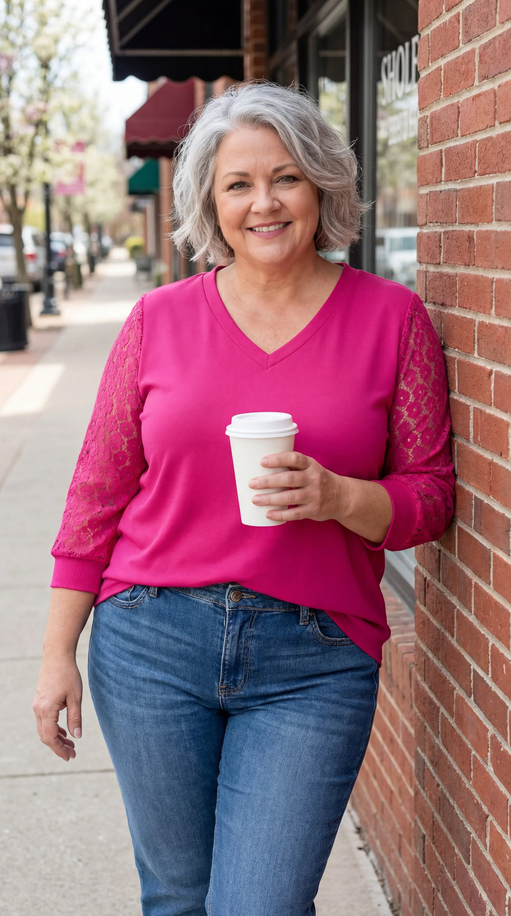 Linnea Lace Sleeve V-Neck Blouse