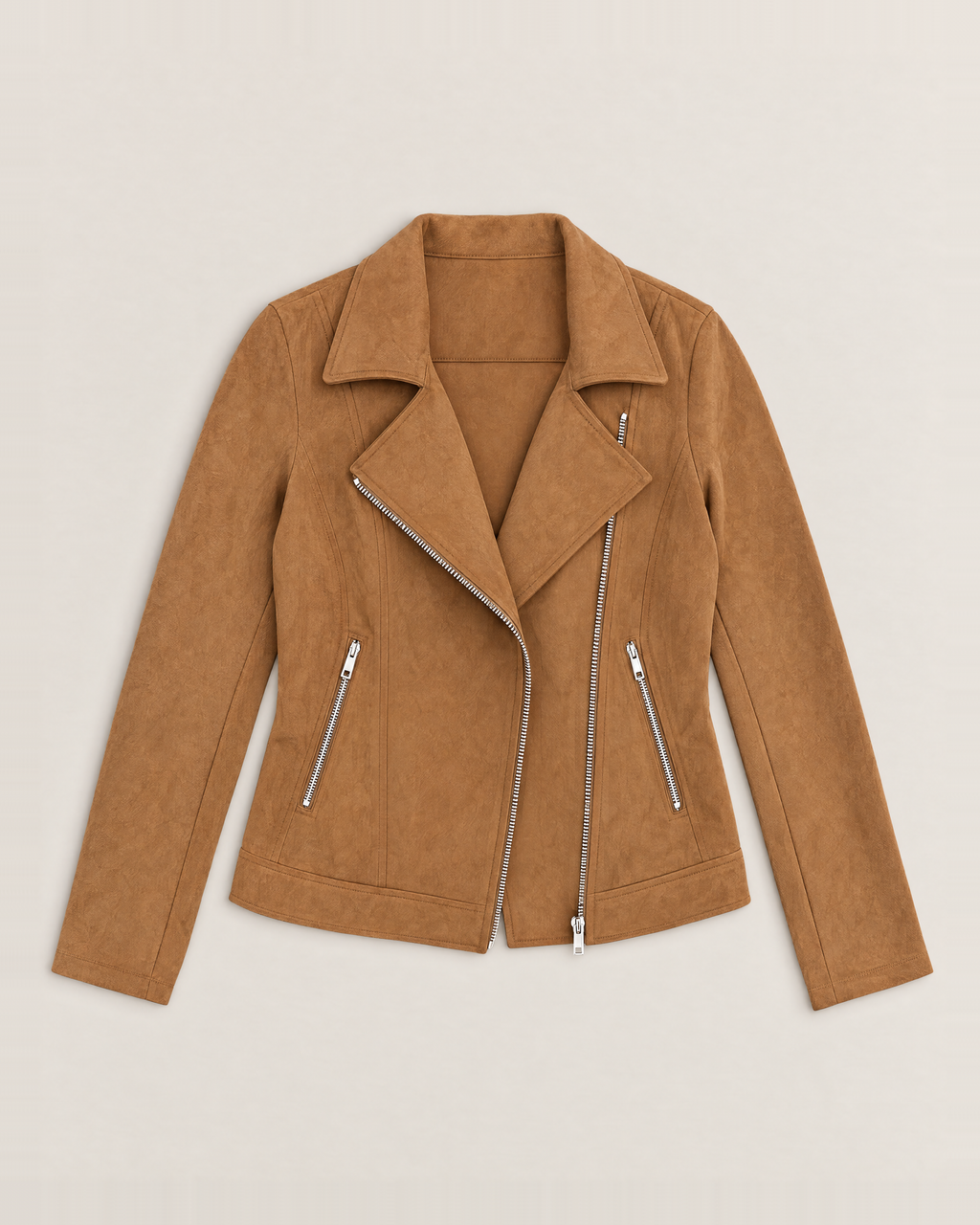 Paloma Soft Suede-Look Jacket - Brown flat lay