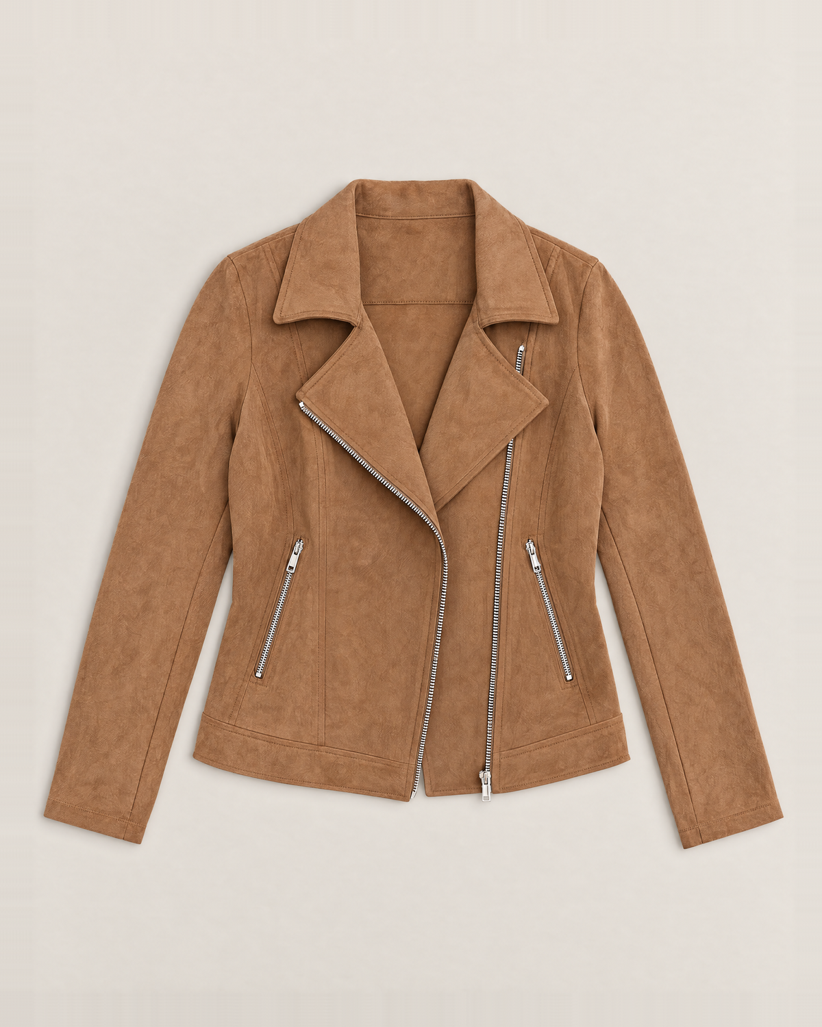 Paloma Soft Suede-Look Jacket - Camel flat lay