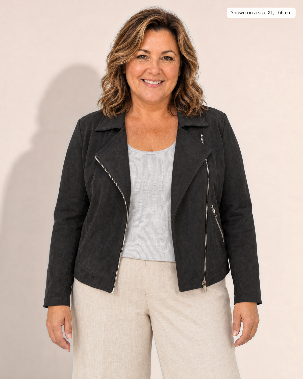 Paloma Soft Suede-Look Jacket - Adeline studio, shown on a size XL, 166 cm