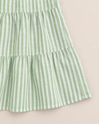 Pearl Breezy Striped Dress - detail of the fabric and side edge, Green