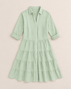 Pearl Breezy Striped Dress - Green flat lay, Green