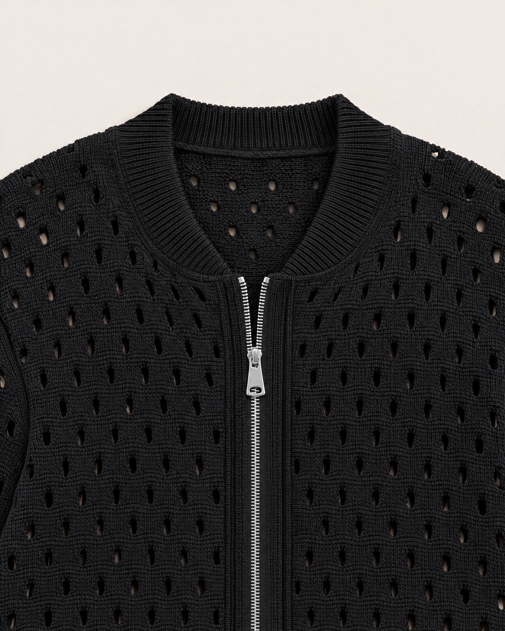 Petra Jacket - detail of the neckline, Black