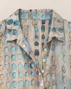 Phoebe Relaxed Comfort Blouse - detail of the neckline, Green