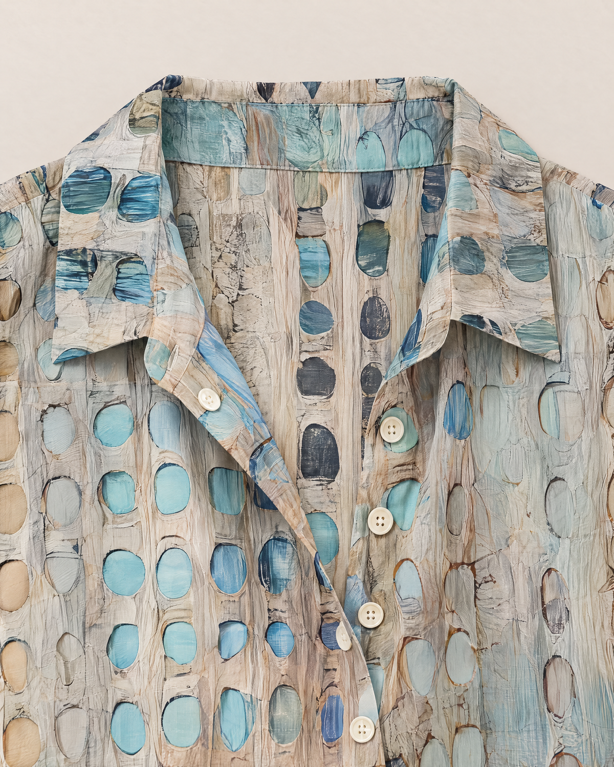 Phoebe Relaxed Comfort Blouse - detail of the neckline, Green