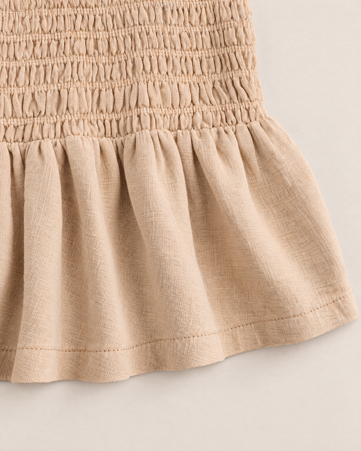 Rosalie Effortless Women's Blouse - detail of the fabric and hem, Beige