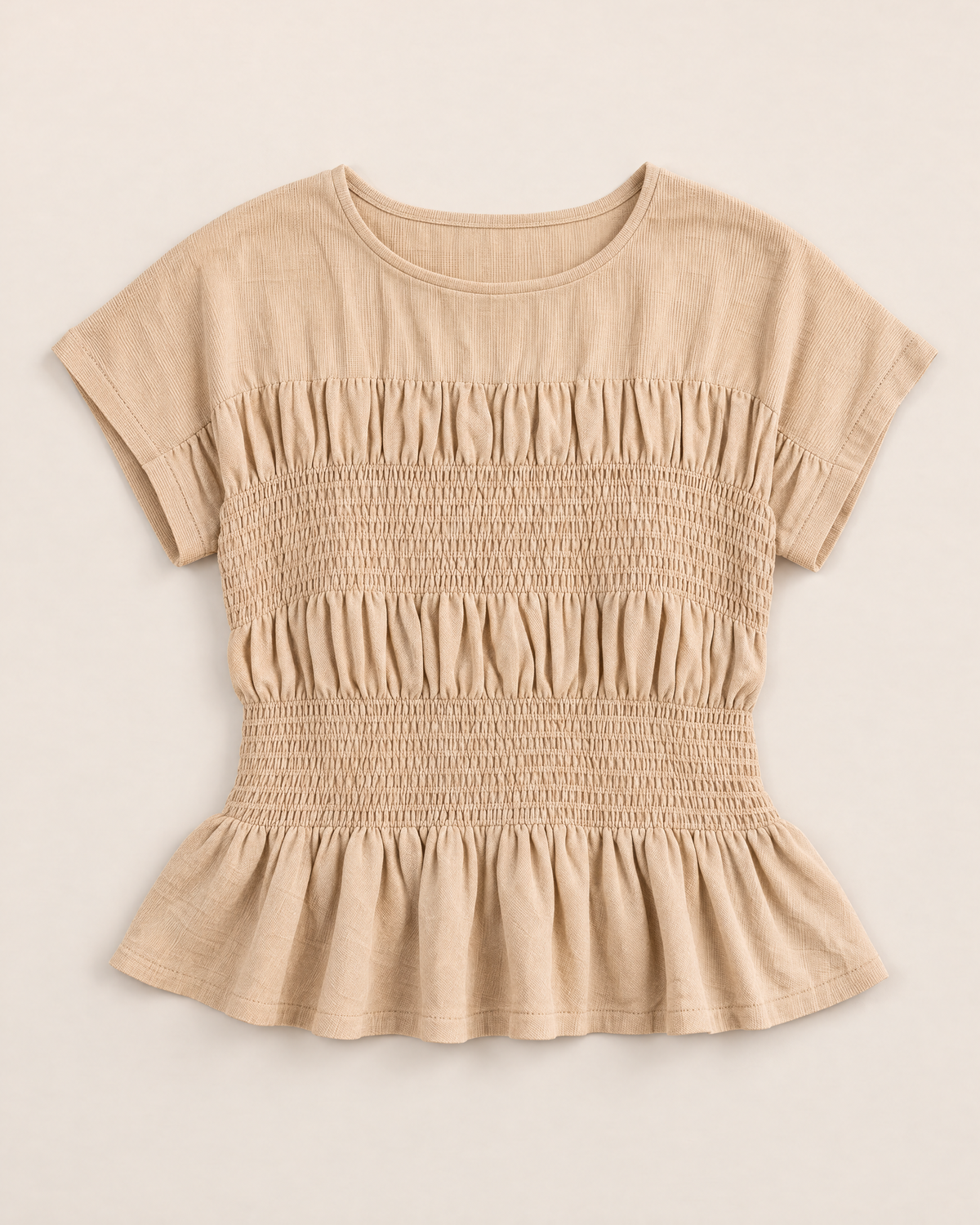 Rosalie Effortless Women's Blouse - Beige flat lay