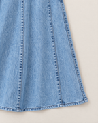 Rowan Effortless Denim Midi Dress - detail of the fabric and side edge, Light Denim