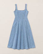 Rowan Effortless Denim Midi Dress - Light Denim flat lay