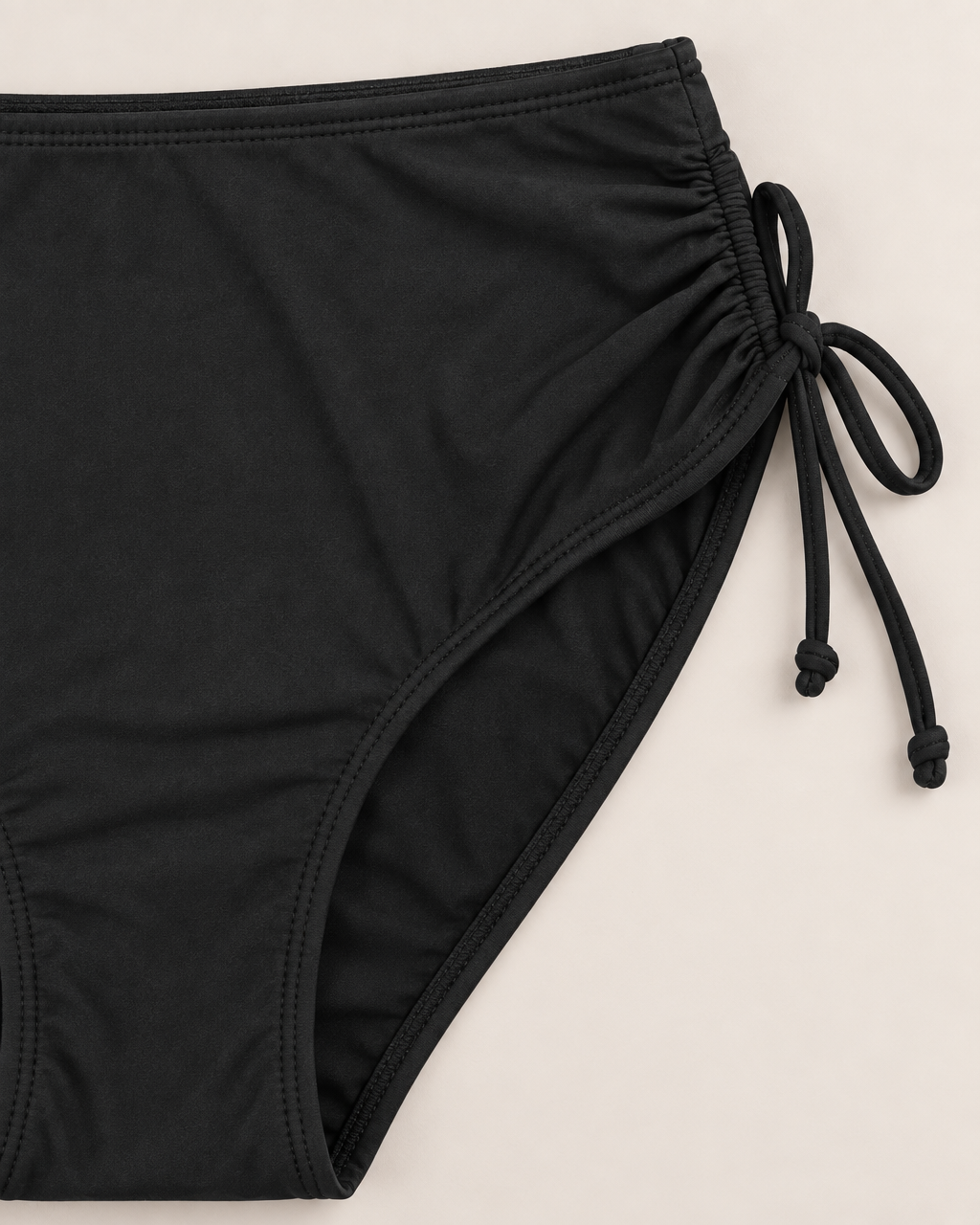 Sasha Chic Solid Bikinis - detail of the bikini bottoms, Black