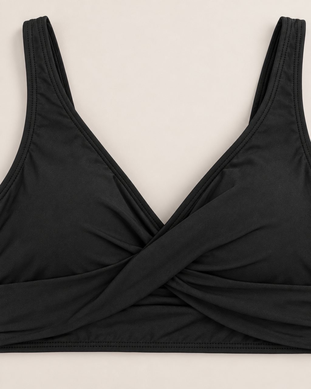 Sasha Chic Solid Bikinis - detail of the bikini top, Black