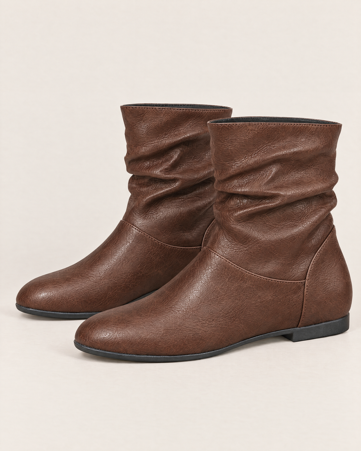 Serena Vintage Leather Ankle Boots - the pair at a three-quarter angle, Brown