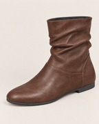 Serena Vintage Leather Ankle Boots - detail of the toe, fastening and stitching, Brown