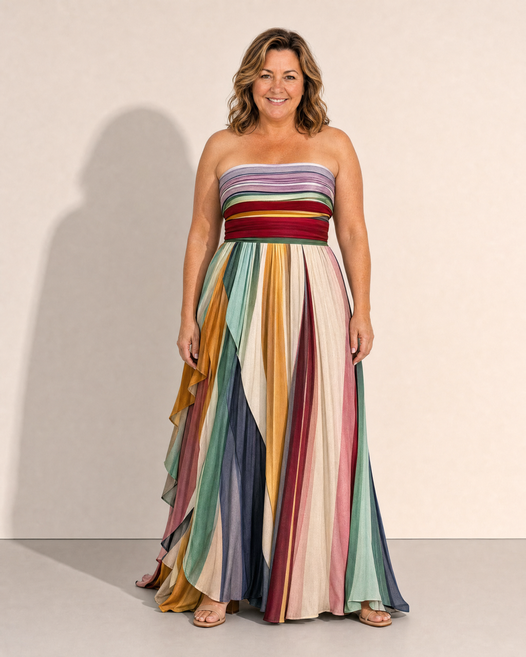 Ashley Rainbow Strapless Dress - Adeline studio